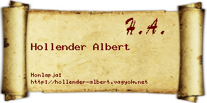 Hollender Albert névjegykártya